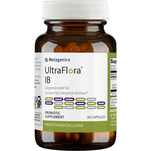 Metagenics UltraFlora IB - Полегшення при випадкових кишкових розладах* - Пробіотики для здоров'я травлення* - Проти здуття живота для чоловіків і жінок* - 60 мільярдів КУО - Без ГМО, без глютену, вегетаріанське - 30 капсул