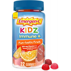 Emergen-C Kidz Immune+ Immune Support Пищевые добавки, ароматизированные жевательные конфеты с витамином C, витаминами группы B и витамином D для поддержки иммунитета, вкусные жевательные конфеты со вкусом фруктов — 22 штуки