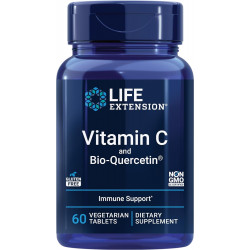 Life Extension Vitamin C and Bio-Quercetin®, добавка для здоров’я серцево-судинної системи, підтримка імунітету, добре засвоювана, кверцетин, вітамін C, без глютену, без ГМО, вегетаріанська, 60 таблеток