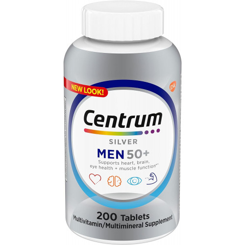 Centrum Silver Men's 50+ Multivitamin з вітаміном D3, вітамінами групи В, цинком для пам'яті та пізнання - 200 таблеток