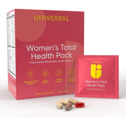 Women's Total Health Pack Щоденна мультивітамінна добавка, підтримка енергії, стресу та ультрафіолету, олія криля, 22 ключових вітаміни та мінерали, залізо, біотин, цинк, селен, астаксантин, кальцій (30 упаковок)