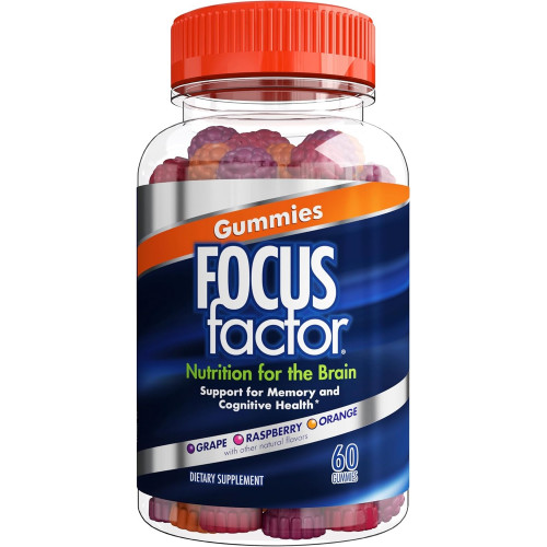 Focus Factor Nootropic Gummies, Memory Supplement for Brain, Phosphatidylserine, Bacopa, Huperzine A, 60 Count