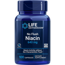 Life Extension No Flush Niacin, B3 для здоров’я серця, холестерину та підтримки енергії, без ГМО, без глютену, 100 капсул