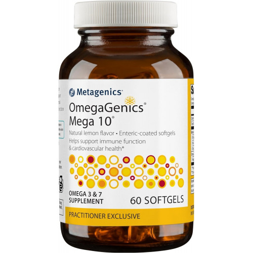 Metagenics OmegaGenics Mega 10–330 мг ЭПК и 170 мг ДГК — без рыбного послевкусия — для здоровья сердца и иммунной системы* — добавка без ГМО и глютена — 60 мягких таблеток