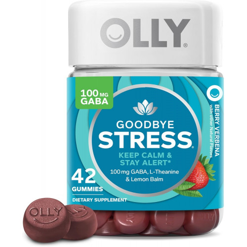 OLLY Goodbye Stress Gummy, GABA, L-Theanine, лимонний бальзам, добавка для зняття стресу, ягоди - 42 штуки