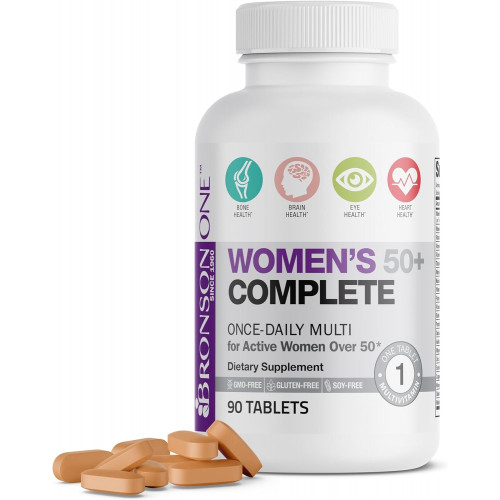 Bronson ONE Daily Women's 50+ Complete Multivitamin Multimineral, 90 таблеток