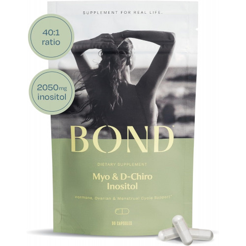 Капсулы BOND Myo-Inositol и D-Chiro Inositol: гормональный баланс и здоровая поддержка яичников у женщин* | 90 веганских капсул | 30-дневная поставка | Порошковая добавка с витамином B8 инозитолом