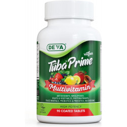 DEVA Tuba Prime Vegan Multivitamin — высокоэффективная витаминно-минеральная пищевая добавка — антиоксиданты, смесь фруктов и овощей, супергрибы, пробиотики, пребиотики, семена, травы — 90 таблеток