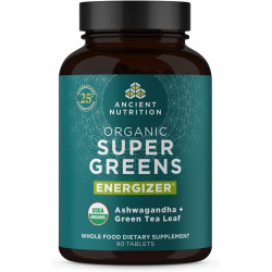 Возможно, вы имели в виду: Ancient Nutrition Super Greens Energizer Tablets, Organic Superfood Tablets with Caffeine, Made from Real Fruits, Vegetables and Herbs, for Digestive and Energy Support, 90 Count