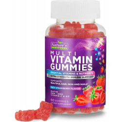 Gummy Multivitamin для дорослих, Extra Strength Multi Gummies для жінок і чоловіків - Щоденна вітамінна добавка Gummies, підтримка здоров'я імунітету з вітамінами A, C, D, E, B6, B12, цинком, ягідним смаком - 60 шт.