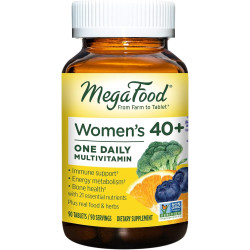 MegaFood Women's 40+ Multivitamin One Daily Multivitamin for Women з вітаміном B12, вітаміном B6, вітаміном C, вітаміном D, цинком і залізом - Plus Real Food - Підтримка імунітету - Здоров'я кісток - Без ГМО - Вегетаріанський - 90 таблеток