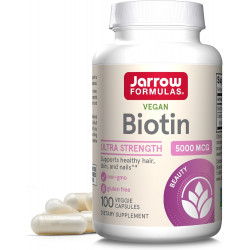 Формули Jarrow Biotin Ultra Scle 5000 мкг, дієтична добавка, підтримка волосся, шкіри та нігтів, 100 овочевих капсул, до 100 днів постачання