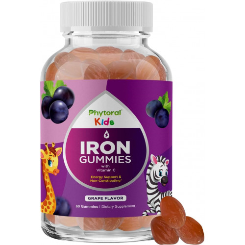 Мультивітаміни із залізом Gummies для дітей - жувальні Iron Gummy Вітаміни для дітей, які допомагають зосередитися та природні енергетичні добавки - Дитячі гумкові вітаміни із залізом для підтримки імунітету, ясності розуму та зосередженості