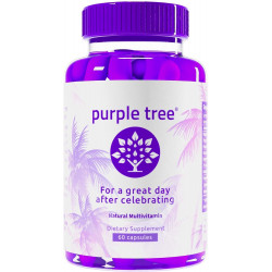 Purple Tree Post Pelebration Wellness Vitamins | Поддержка печени, пополнитель тела, быстрая гидратация | Dihydromyicetin DHM, молоко, электролиты, витамин B, кора ивы, кверцетин (60 таблетки)