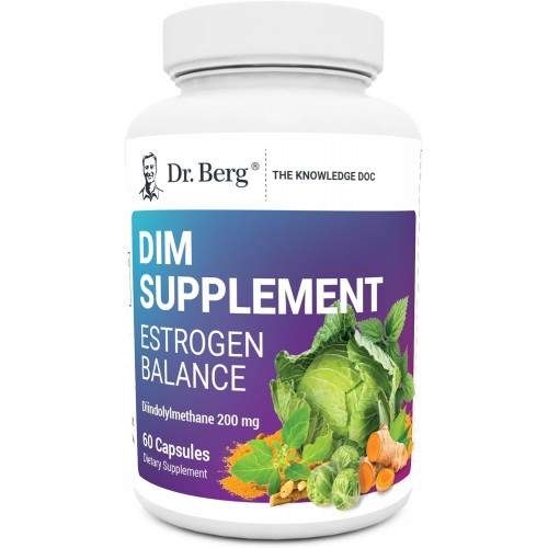 Dr. Berg DIM Supplement Estrogen Balance - оригінальна естрогенова добавка для жінок з диіндолілметаном для полегшення менструальних симптомів і менопаузи та чорним перцем для покращеного засвоєння - 60 капсул