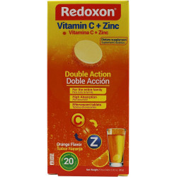 Redoxon Vitamin C + Zinc, шипучі таблетки з вітаміном C і цинком, допомагають підтримувати вашу імунну систему, зі смаком апельсина, 20 шипучих таблеток, 2,82 унції, коробка