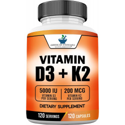 Возможно, вы имели в виду: American Standard Supplements Vitamin D3 5000 IU (125 mcg) Plus Vitamin K2 (MK7) 200 mcg Per Capsule - Gluten Free, Non-GMO, 120 Capsules, 120 Servings, 120 Day Supply