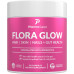 FLORA GLOW Hair, Skin, Nails Plus Gut Health Multivitamin for Women | Зроблено з пробіотиками, біотином 10 000 мкг, фолієвою кислотою, колагеном і кератином для швидшого росту волосся, ніж цукерки | 60 капсул.