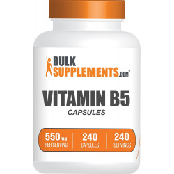 BulkSupplements.com Капсулы витамина B5 - Добавка витамина B - Пантотеновая кислота 500 мг - Витамины B5 - Пантотеновая кислота витамина B5 - 1 капсула на порцию, запас на 240 дней (240 капсул)