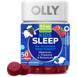 Возможно, вы имели в виду: OLLY Kids Sleep Gummy, Occasional Sleep Support, 0.5mg Melatonin, L Theanine, Chamomile, and Lemon Balm, Children's Chewable Supplement, Raspberry - 50 Count