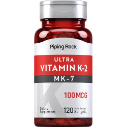 Piping Rock Vitamin K2 MK7 | 100 мкг | 120 капсул | Добавка без ГМО, без глютену