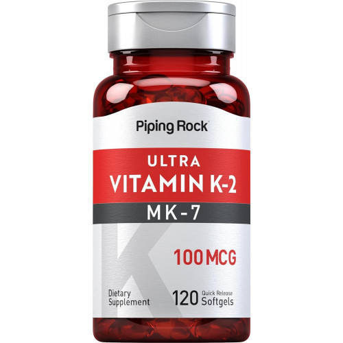 Piping Rock Vitamin K2 MK7 | 100 мкг | 120 капсул | Добавка без ГМО, без глютену