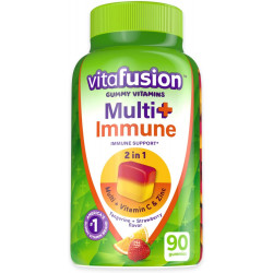 Vitafusion Multi+ Immune Support* — преимущества и вкусы 2-в-1 — жевательные витамины для взрослых с витамином С, цинком, мультивитамины для ежедневного применения, 90 шт.