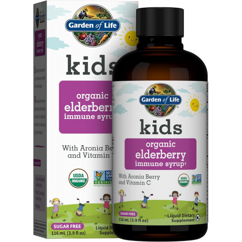 Возможно, вы имели в виду: Garden of Life Organic Sambucus Elderberry Syrup for Kids Plus Aronia Berry & Acerola Cherry with Vitamin C for Immune Support, Sugar Free, Liquid, 3.9 Fl Oz