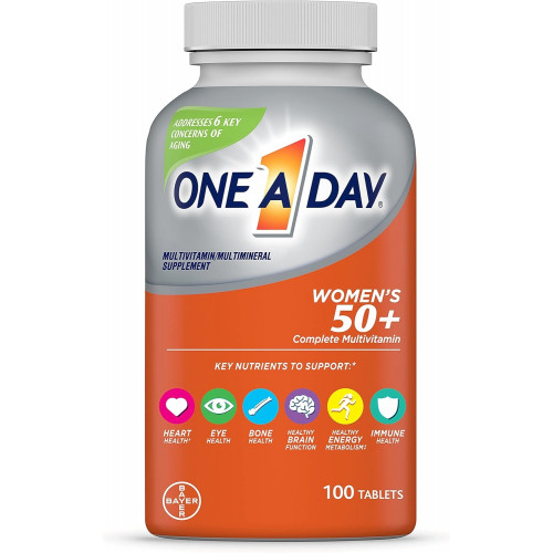 One A Day Women’s 50+ Multivitamins, мультивітаміни для жінок з вітамінами A, C, D, E та цинком для підтримки імунної системи*, кальцієм тощо, 100 шт.