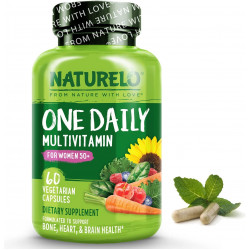 NATURELO One Daily Multivitamin для женщин старше 50 лет (без железа) — Поддержка менопаузы для женщин старше 50 лет — Цельная пищевая добавка — Без ГМО — Без сои — 60 капсул — запас на 2 месяца