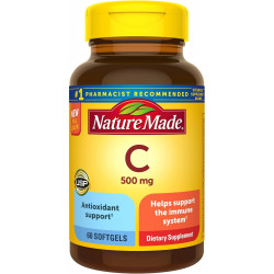 Nature Made Vitamin C 500 мг, дієтична добавка для підтримки імунітету, 60 м’яких капсул, 60-денний запас