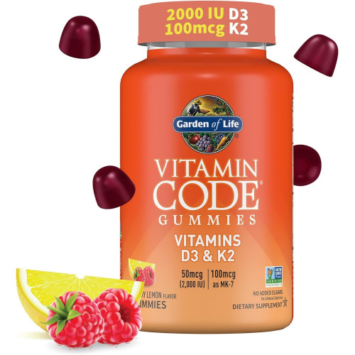 Garden of Life Вітамін D3+K2 Gummies з пребіотиками та пробіотиками для травлення 2000 р