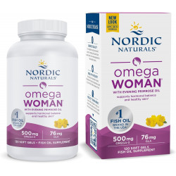 Nordic Naturals Omega Woman, Лимон — 120 мягких таблеток — 500 мг Омега-3 + 800 мг масла вечерней примулы — Здоровая кожа, гормональный баланс, оптимальное самочувствие — Без ГМО — 60 порций