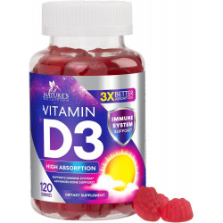 Показано переклад для запиту Vitamin D3 Gummy Vitamins Extra Strength 5000 IU (125 mcg) High Potency Vitamin D Gummies Dietary Supplement - Bone, Teeth, Muscle & Immune Support, Nature's Vitamin D Supplement, Non-GMO - 120 Gummies