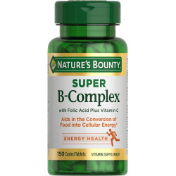 Комплекс Nature's Bounty Super B с витамином С и фолиевой кислотой, поддержка иммунитета и энергии, 150 таблеток