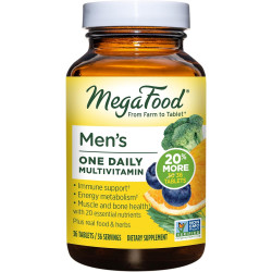 MegaFood Men's One Daily Multivitamin for Men - з цинком, селеном, вітаміном B12, вітаміном B6, вітаміном D і справжньою їжею - Доповнення для підтримки імунітету - Здоров'я м'язів і кісток - Вегетаріанський - 36 вкладок