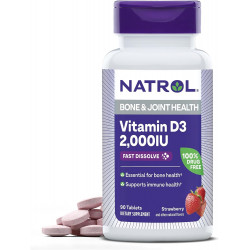 Natrol Fast Dissolve Vitamin D3 2000 МО, дієтична добавка для здоров’я кісток і суглобів, добавка для підтримки кісток, 90 таблеток, запас на 90 днів