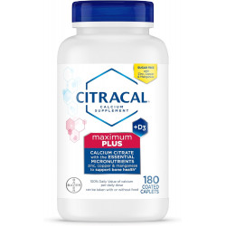 Citracal Maximum Plus, 650 мг цитрата кальция, легко усваивается и хорошо растворяется, содержит 25 мкг (1000 МЕ) витамина D3, поддержка здоровья костей, добавка кальция для детей от 12 лет, 180 шт.