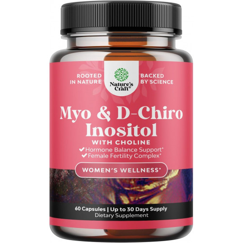 Myo-Inositol & D-Chiro Inositol Capsules - Добавка холіну, інозитолу для підтримки циклу та фертильності - Жіноча добавка для гормонального балансу з Myo & D-chiro інозитолом плюс холін бітартрат