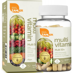 Zahler Multivitamin 50+, формула без заліза + лютеїн для здоров'я очей, 60 капсул.