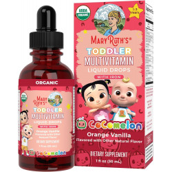 MaryRuth Organics CoComelon Toddler Kids Полівітаміни із залізом | Підтримка імунітету | Вітаміни для малюків | USDA Organic | Без цукру | Мультивітамінні рідкі краплі для дітей 1-3 років | Веганський | 1 рідка унція