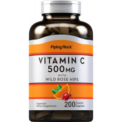 Piping Rock Vitamin C | 500 мг | з шипшиною | Вегетаріанська добавка без ГМО, без глютену