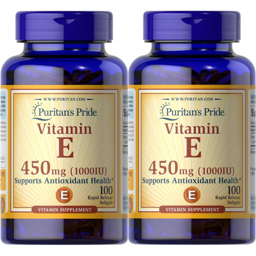 Puritan's Pride Vitamin E підтримує імунну функцію, 450 мг, 100 штук (упаковка з 2 штук) - Упаковка може відрізнятися