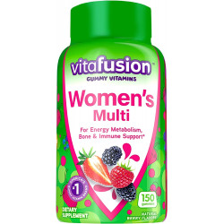 Vitafusion Womens Multivitamin Gummies, щоденні вітаміни зі смаком ягід для жінок з вітамінами A, C, D, E, B-6 і B-12, Американська марка клейових вітамінів номер 1, запас на 75 днів, 150 шт.