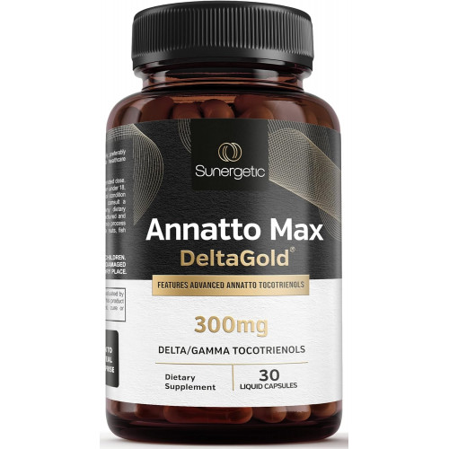 Добавка Sunergetic Premium Annatto Tocotrienol – с DeltaGold – Токотриенолы Витамин E 300 мг – Поддерживает здоровье печени, иммунитета и сердца – Дельта + гамма токотриенолы (30 жидких капсул)