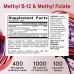 Jarrow Formulas Extra Strength Methyl B-12 1000 мкг & Methyl Folate 400 мкг + P-5-P, дієтична добавка для метаболізму клітинної енергії та підтримки серцево-судинної системи, 100 жувальних таблеток, запас на 100 днів