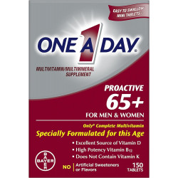 One A Day Proactive 65+, чоловічі та жіночі полівітаміни, добавка з вітаміном A, вітаміном C, вітаміном D і цинком для підтримки імунного здоров’я*, кальцієм, фолієвою кислотою тощо, таблетка 150 шт.