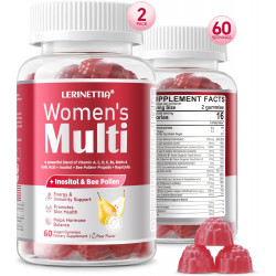 Показано переклад для запиту Womens Multivitamin Gummies - Energy,Immune Female Health Support - with Vitamins D3,Algae Calcium,Vitamins A,C,E,B3,B6,B9,B12,Inositol,bee Pollen for Fatigue,Skin,Hair - Vegan,Sugar Free,120 Count