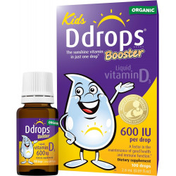 Ddrops Kids Booster 600 МО 100 крапель - щоденна рідка доза вітаміну D для дітей. Підтримка міцних кісток та імунної системи дітей. Без консервантів, без цукру, без ГМО, проти алергії