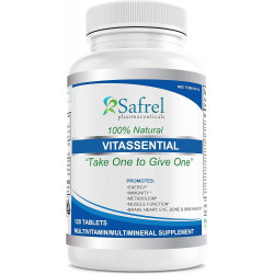 Safrel Vitassential Ritual One Daily Multivitamin для мужчин и женщин - Органические цельнопищевые витамины - Веганская добавка без глютена - 120 таблеток - Лучше всего для энергии, иммунной поддержки, мышечной функции